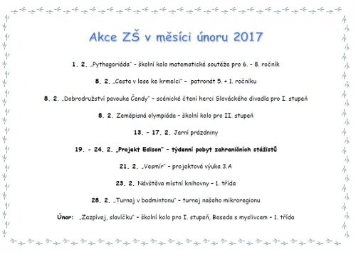 Co nás čeká v měsíci únoru