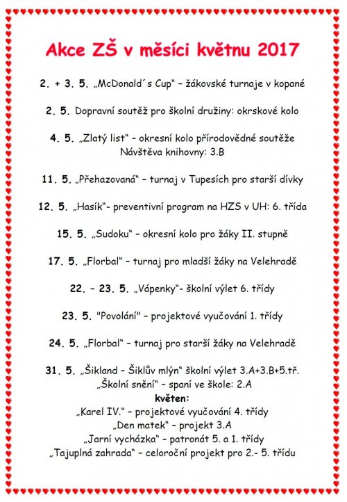 Co nás čeká v měsíci květnu