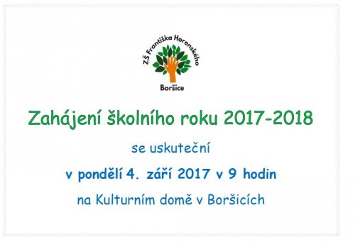 Zahájení školního roku 2017 - 2018