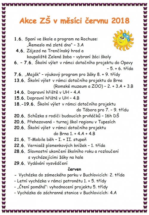 Akce školy v měsíci červnu