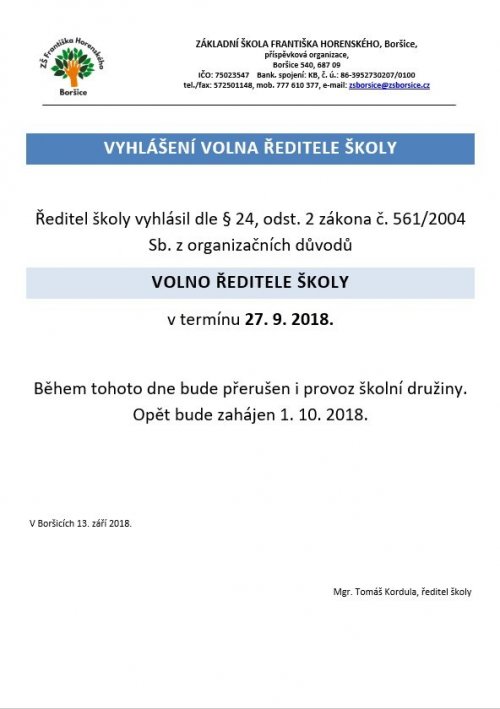 Ředitelské volno