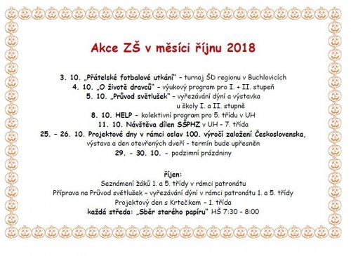 Akce v měsíci říjnu