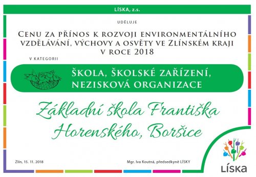 Krajská konference EVVO a ocenění naší školy