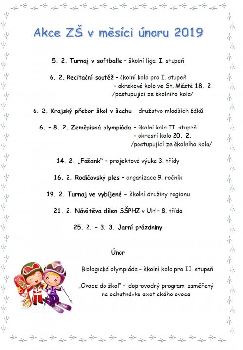 Co připravujeme na měsíc únor