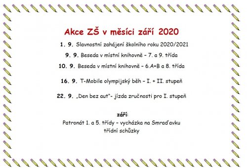 Akce ZŠ v měsíci září