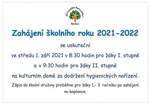Zahájení školního roku 2021 - 2022