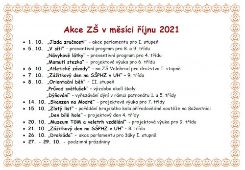 Akce v měsíci říjnu