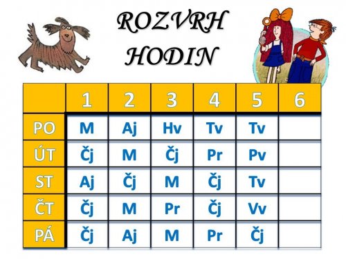 Rozvrh hodin v 2.pololetí