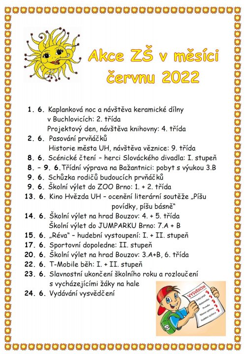 Akce ZŠ v měsíci červnu